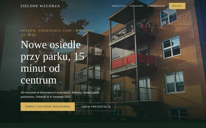 Przykładowa strona: Deweloper: landing osiedla