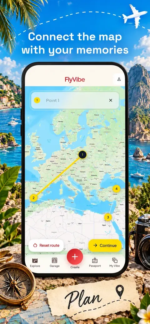 Planowanie trasy na mapie w aplikacji FlyVibe